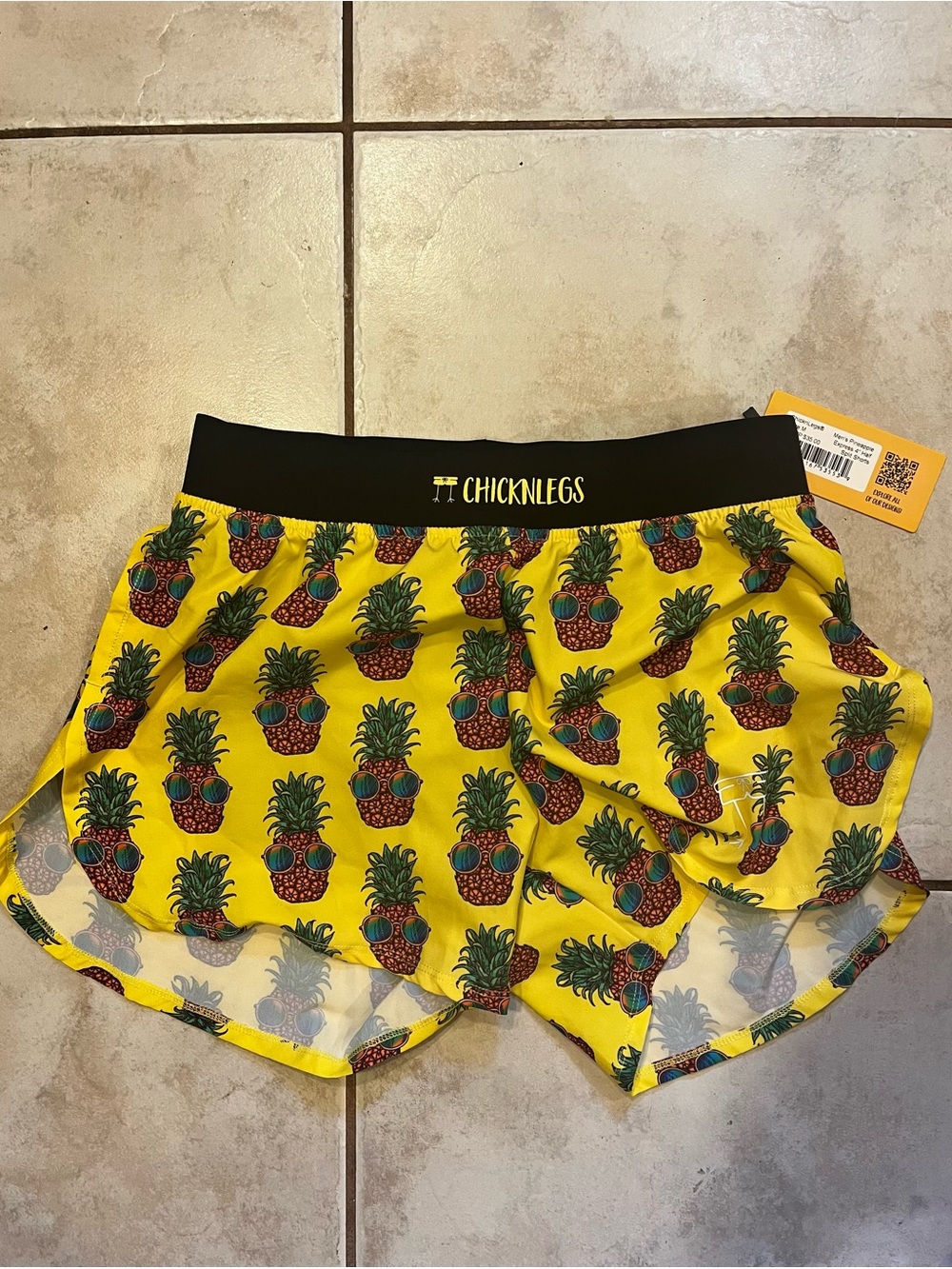 ChicknLegs Men's Yellow Pineapple Athletic Shorts